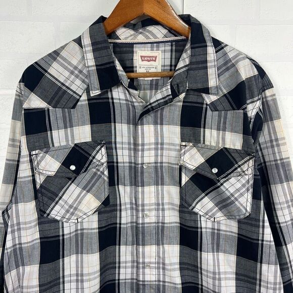 Levis Mens Pearl Snap Button Down Shirt Size XL Western Cowboy - Picture 3 of 15
